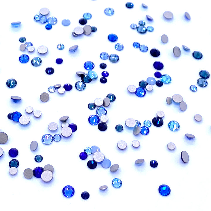 2058 &amp; 2088 Swarovski Flatback No Hotfix Mix Sizes, Blue Mix