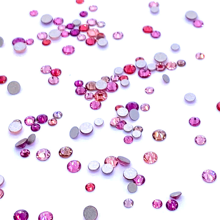 2058 &amp; 2088 Swarovski Flatback No Hotfix Mix Sizes, Pink Mix