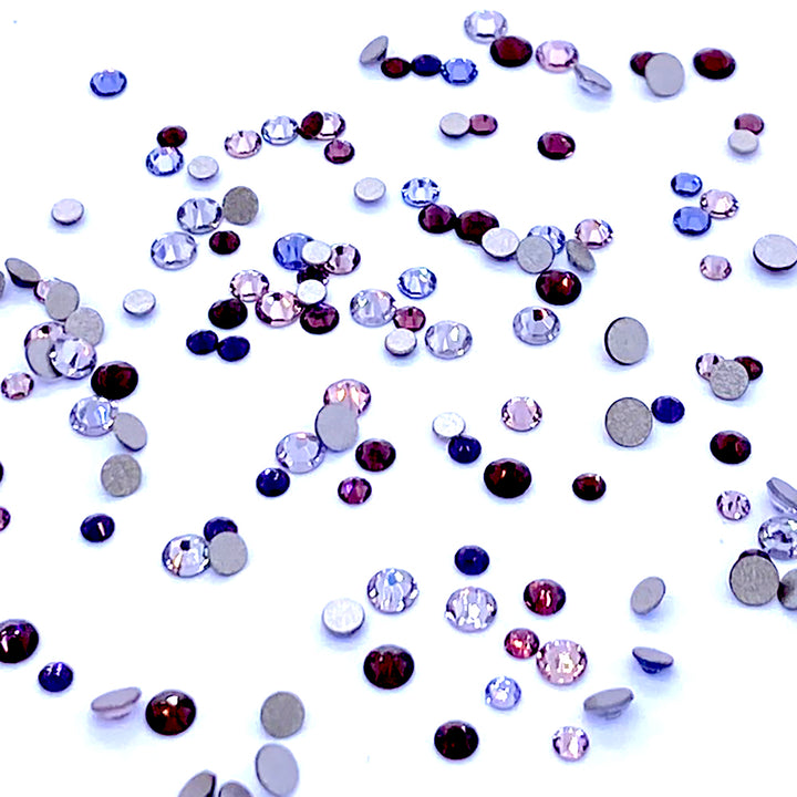 2058 &amp; 2088 Swarovski Flatback No Hotfix Mix Sizes, Purple Mix