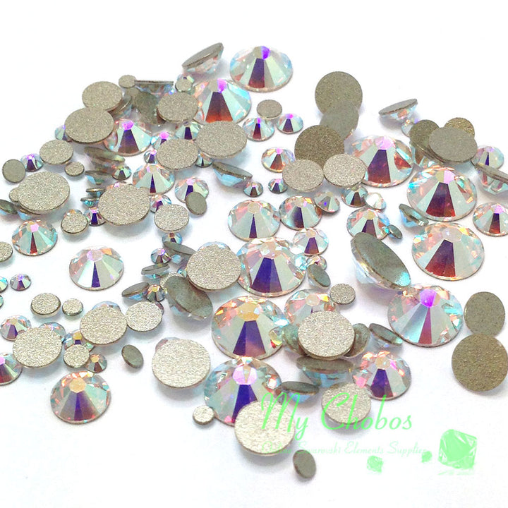 2058 &amp; 2088 Swarovski Flatback No Hotfix Mix Sizes, Crystal AB (001 AB)
