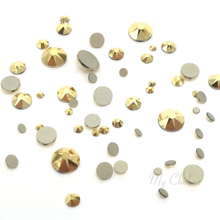 2058 &amp; 2088 Swarovski Flatback No Hotfix Mix Sizes, Crystal Aurum (001 AUR)