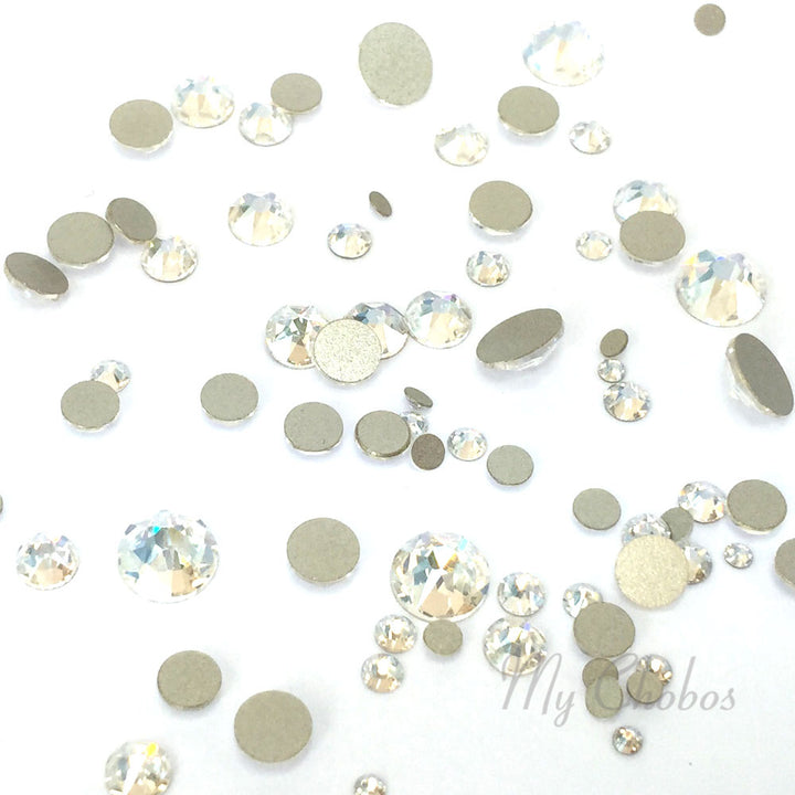 2058 &amp; 2088 Swarovski Flatback No Hotfix Mix Sizes, Crystal Moonlight (001 MOL)