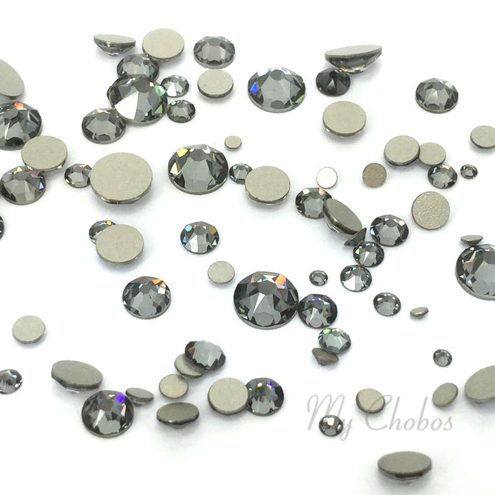 2058 &amp; 2088 Swarovski Flatback No Hotfix Mix Sizes, Crystal Silver Night (001 SINI)