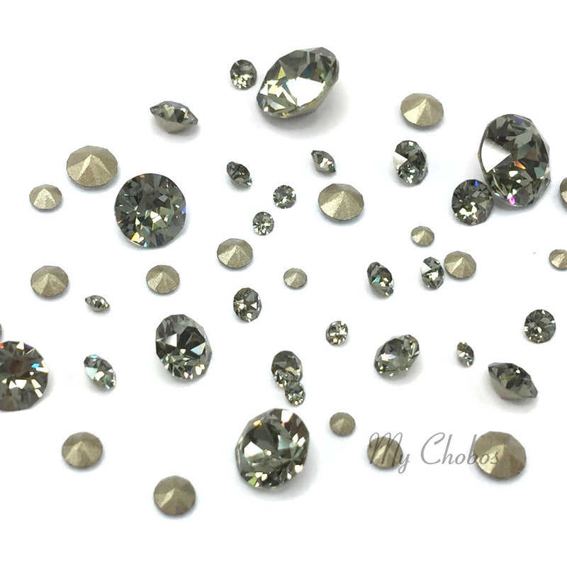 1088 Swarovski Chaton & Round Stones Mix Sizes, Black Diamond (215)