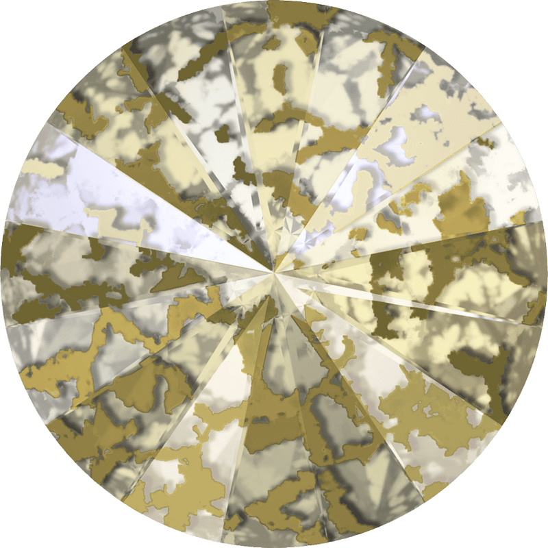 1122 Swarovski Rivoli Chaton & Round Stones, Crystal Gold Patina  (001 GOLPA)