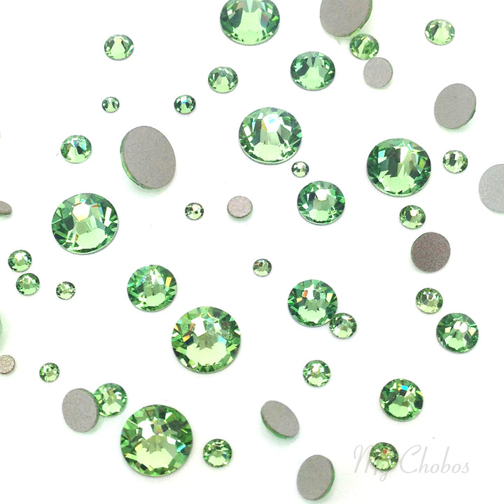 2058 &amp; 2088 Swarovski Flatback No Hotfix Mix Sizes, Peridot (214)