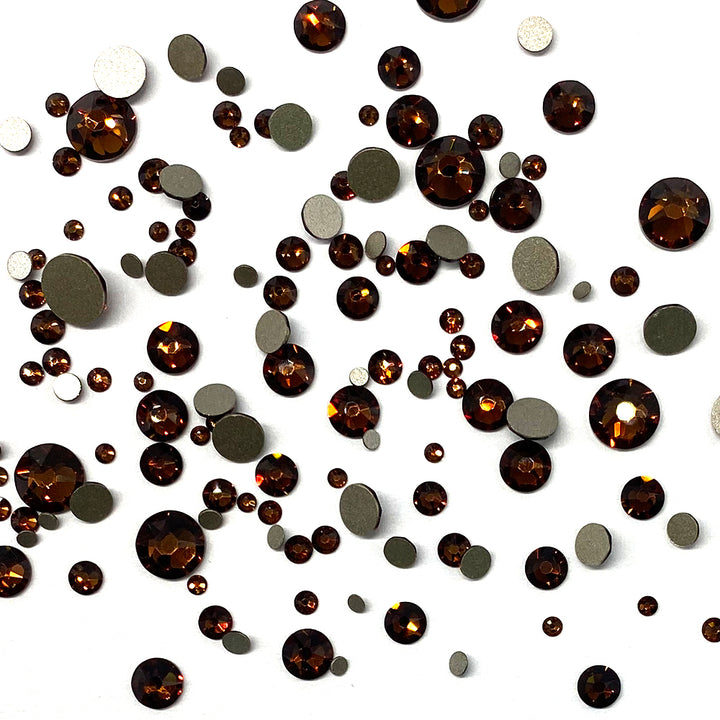 2058 &amp; 2088 Swarovski Flatback No Hotfix Mix Sizes, ReCreated Smoked Topaz (1403)