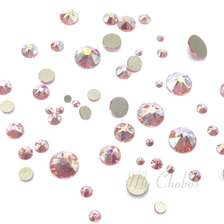 2058 &amp; 2088 Swarovski Flatback No Hotfix Mix Sizes, Light Rose AB (223 AB)