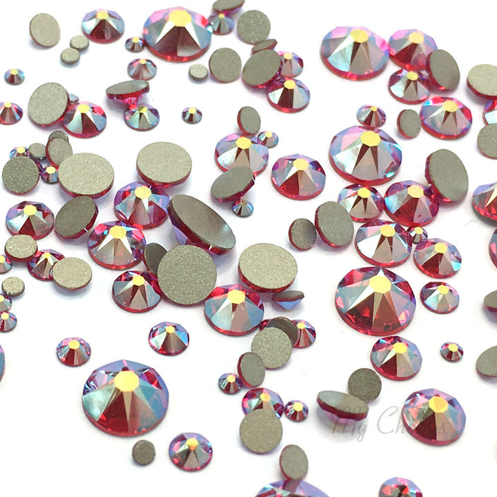 2058 &amp; 2088 Swarovski Flatback No Hotfix Mix Sizes, Light Siam AB (227 AB)