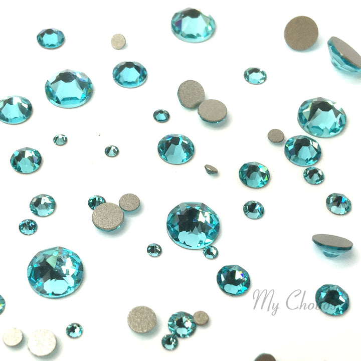 2058 &amp; 2088 Swarovski Flatback No Hotfix Mix Sizes, Light Turquoise (263)