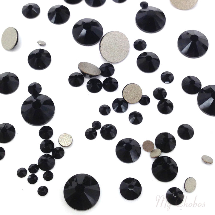 2058 &amp; 2088 Swarovski Flatback No Hotfix Mix Sizes, Jet (280)