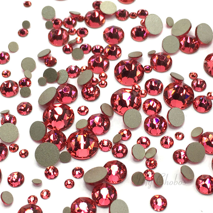 2058 &amp; 2088 Swarovski Flatback No Hotfix Mix Sizes, Indian Pink (289)