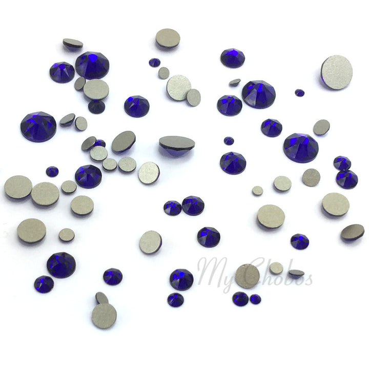 2058 &amp; 2088 Swarovski Flatback No Hotfix Mix Sizes, Cobalt (369)
