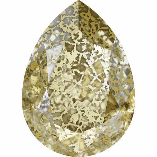 4320 Swarovski Pear Fancy Stones, Crystal Gold Patina  (001 GOLPA)