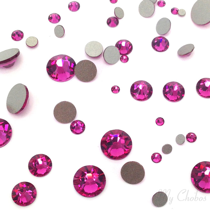 2058 &amp; 2088 Swarovski Flatback No Hotfix Mix Sizes, Fuchsia (502)