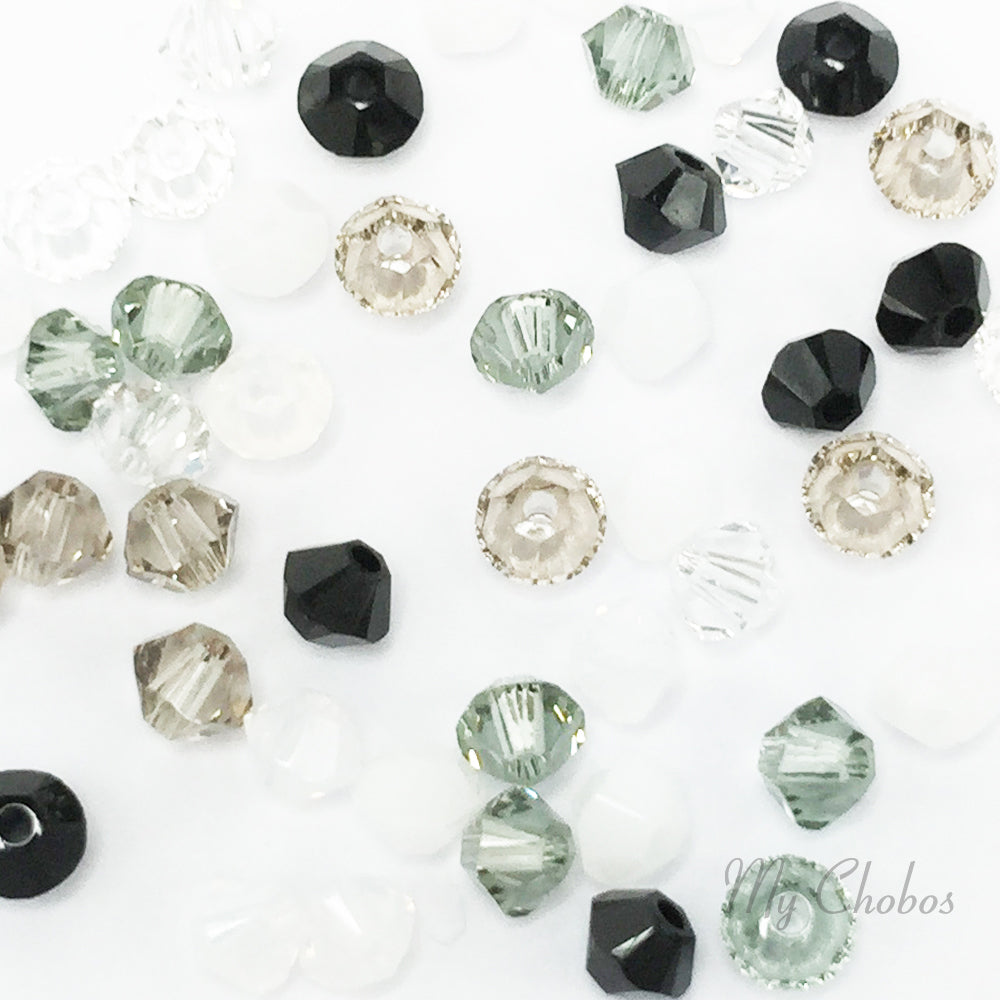 5328 Swarovski Bicone Beads, Black & White Mix Colors