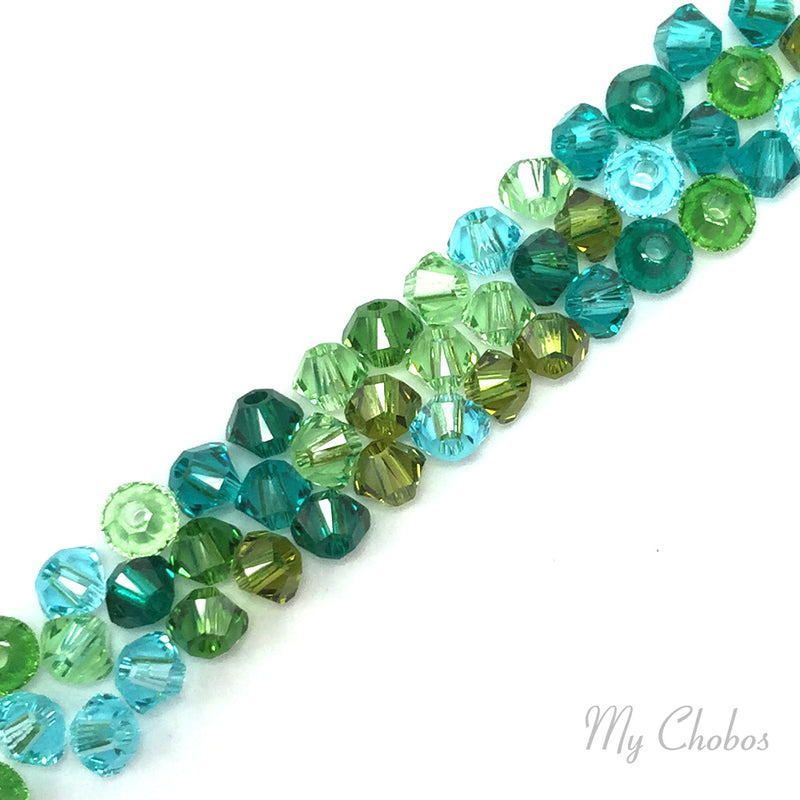 5328 Swarovski Bicone Beads, Green & Teal Mix Colors