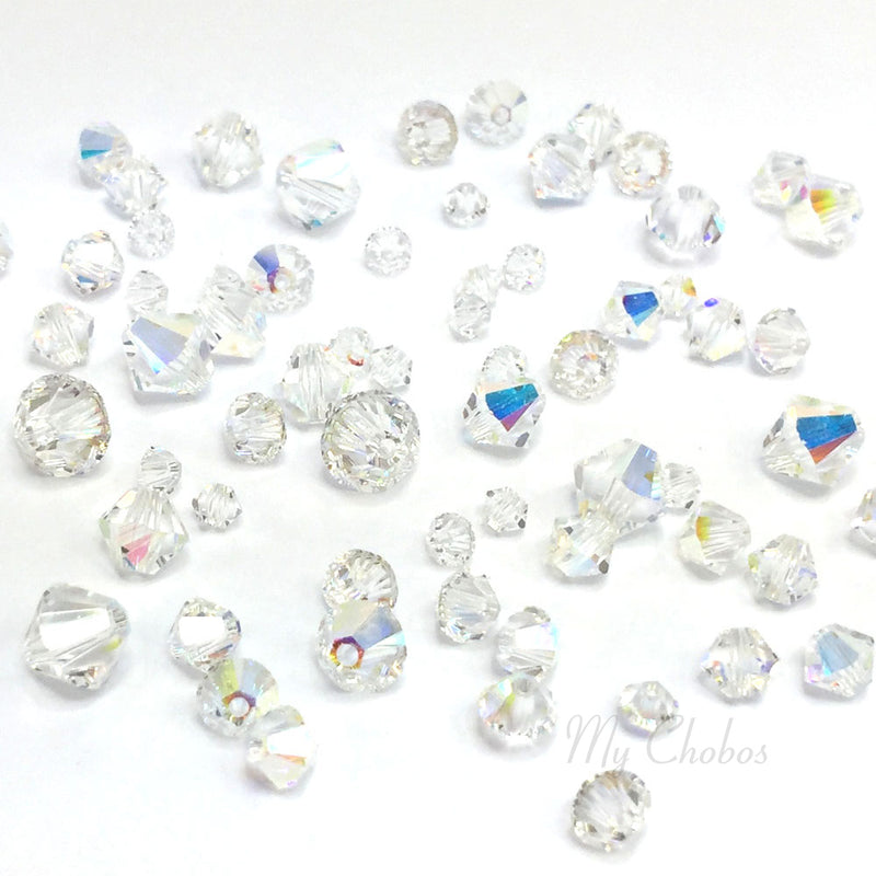 5328 Swarovski Bicone Beads Mix Sizes, Crystal AB (001 AB)