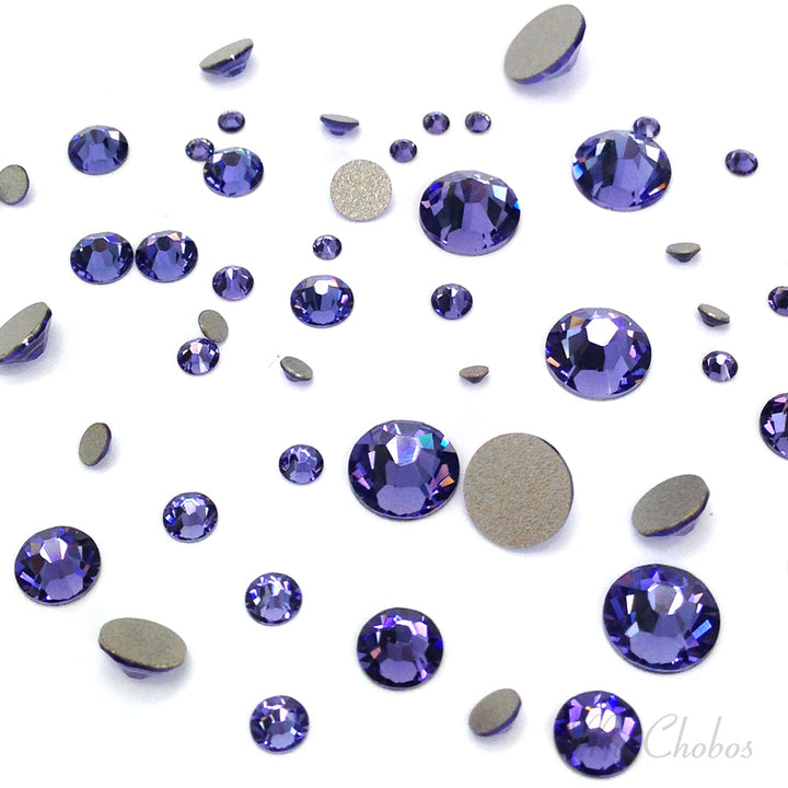 2058 &amp; 2088 Swarovski Flatback No Hotfix Mix Sizes, Tanzanite (539)