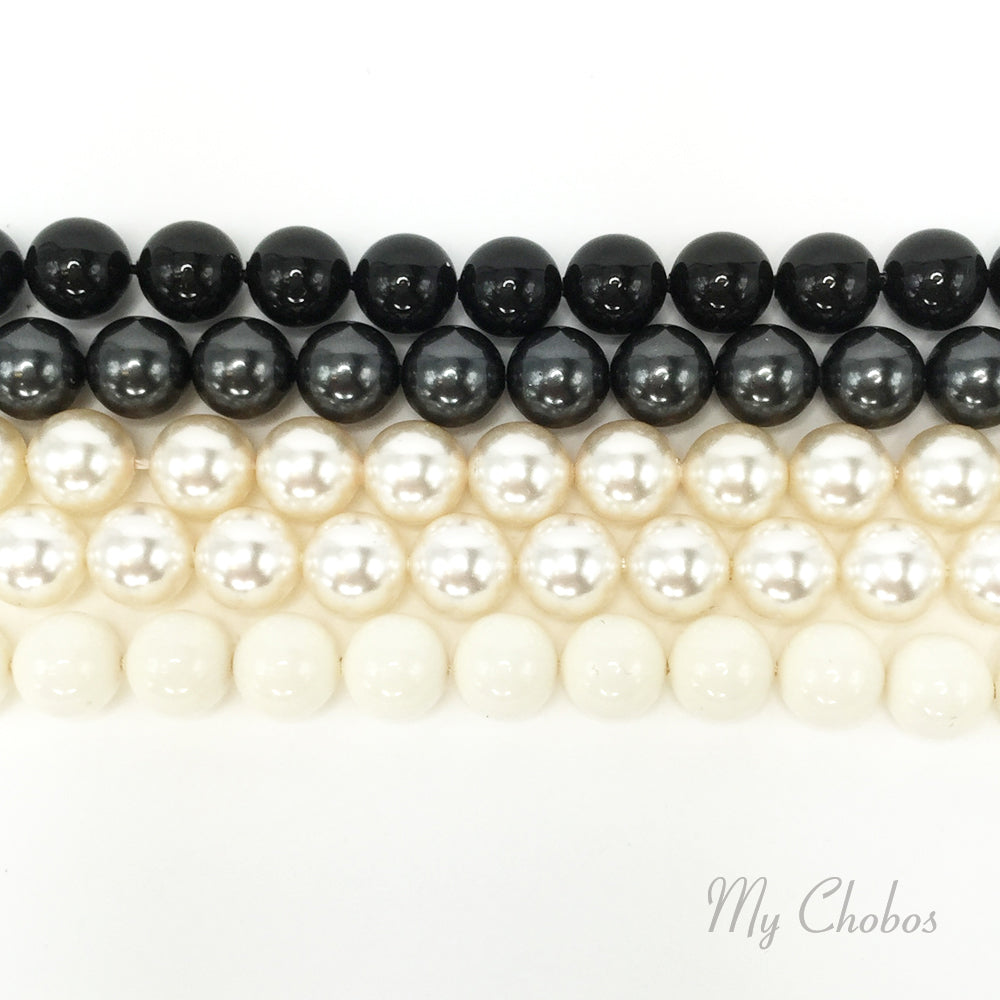 5810 Swarovski Round Pearls, Black & White Mix Colors