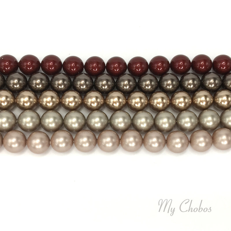 5810 Swarovski Round Pearls, Bronze Brown Mix Colors