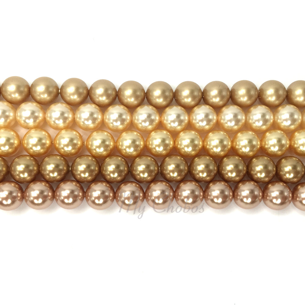 5810 Swarovski Round Pearls, Gold Mix Colors