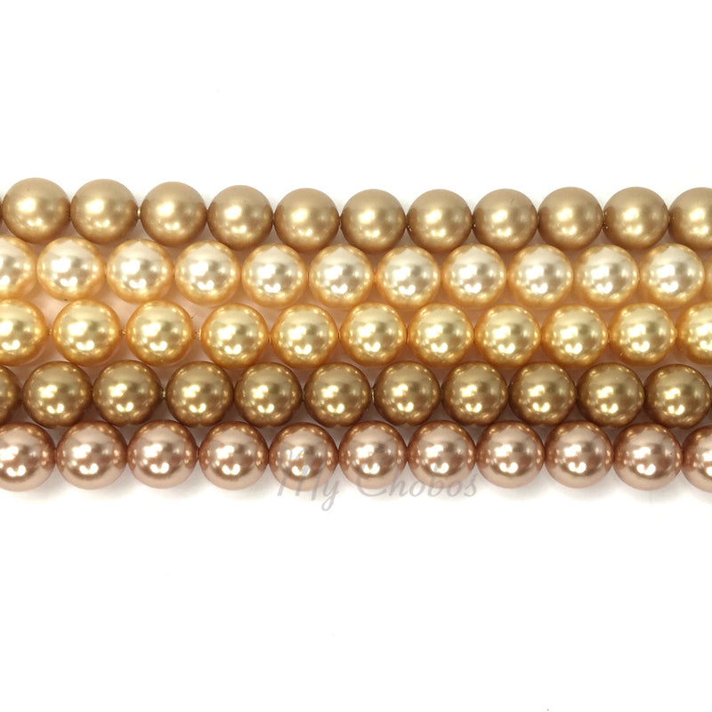 5810 Swarovski Round Pearls, Gold Mix Colors