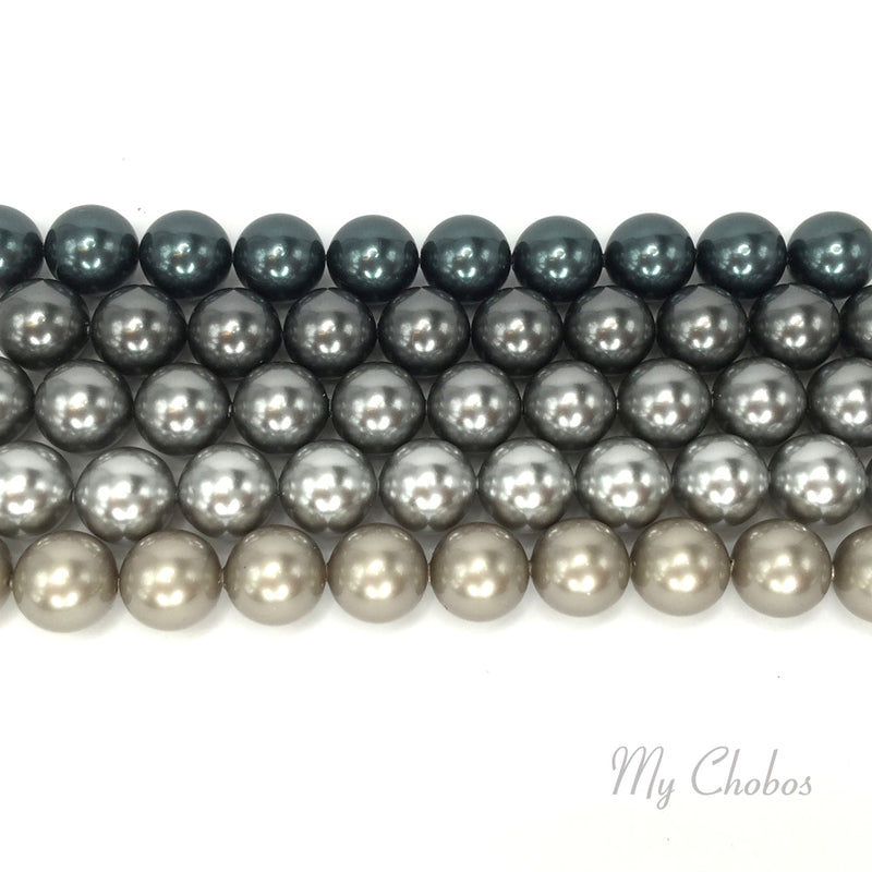 5810 Swarovski Round Pearls, Grey Mix Colors