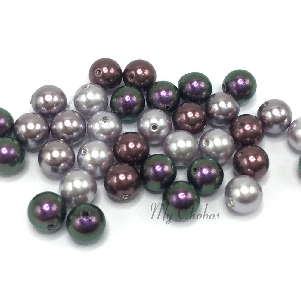 5810 Swarovski Round Pearls, Purple Mix Colors