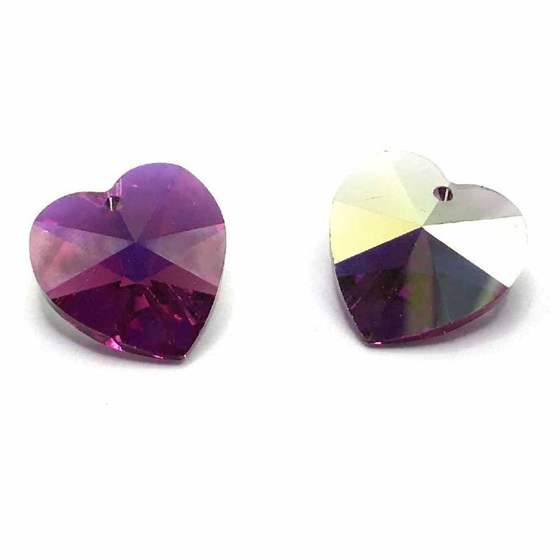 6202 Swarovski Heart Pendants 14.4 x 14mm, Fuchsia AB (502 AB)