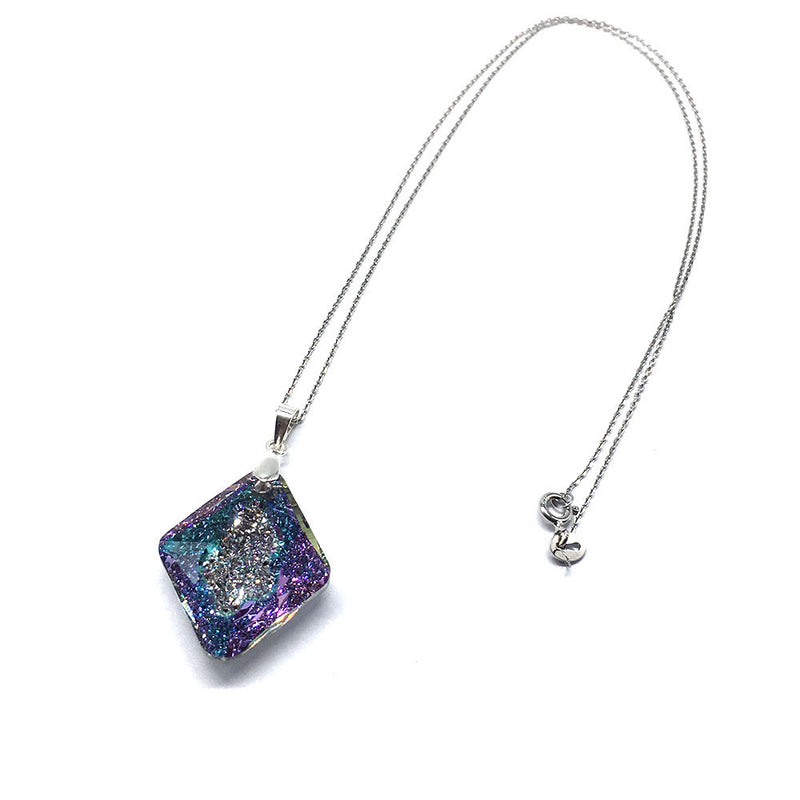 DIY Necklace with Swarovski Crystal Pendants, Growing Crystal Rhombus