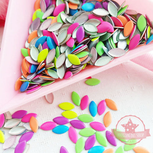 Navette Marquise Shaped Nail Studs - Neon Colors Mix