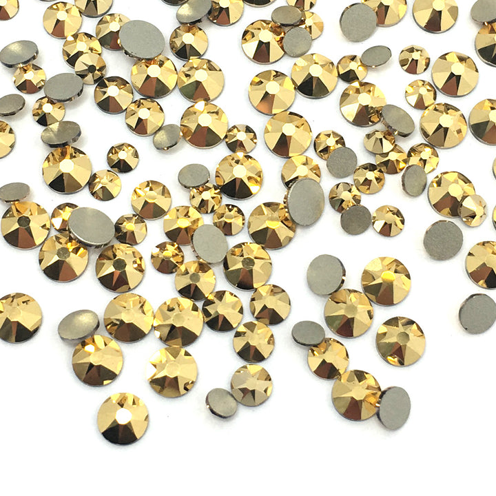 2058 &amp; 2088 Swarovski Flatback No Hotfix Mix Sizes, Crystal Aurum (001 AUR)