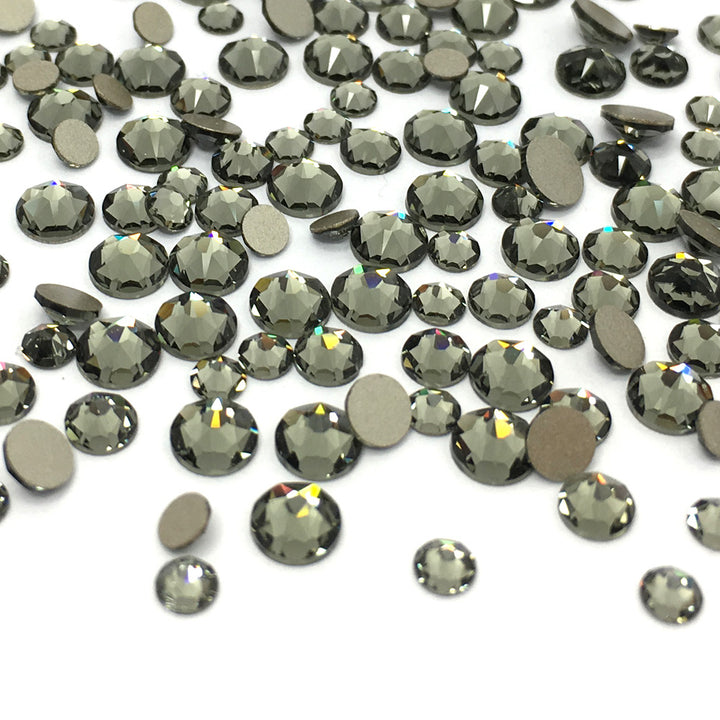 2058 &amp; 2088 Swarovski Flatback No Hotfix Mix Sizes, Black Diamond (215)