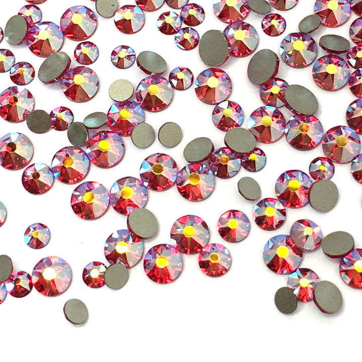 2058 &amp; 2088 Swarovski Flatback No Hotfix Mix Sizes, Light Siam AB (227 AB)