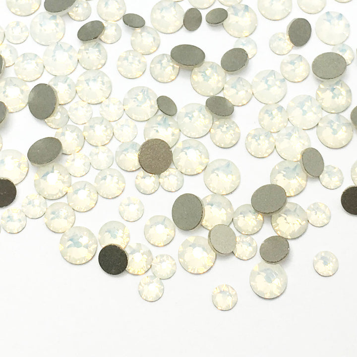 2058 &amp; 2088 Swarovski Flatback No Hotfix Mix Sizes, White Opal (234)