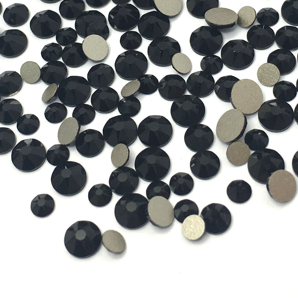 2058 &amp; 2088 Swarovski Flatback No Hotfix Mix Sizes, Jet (280)