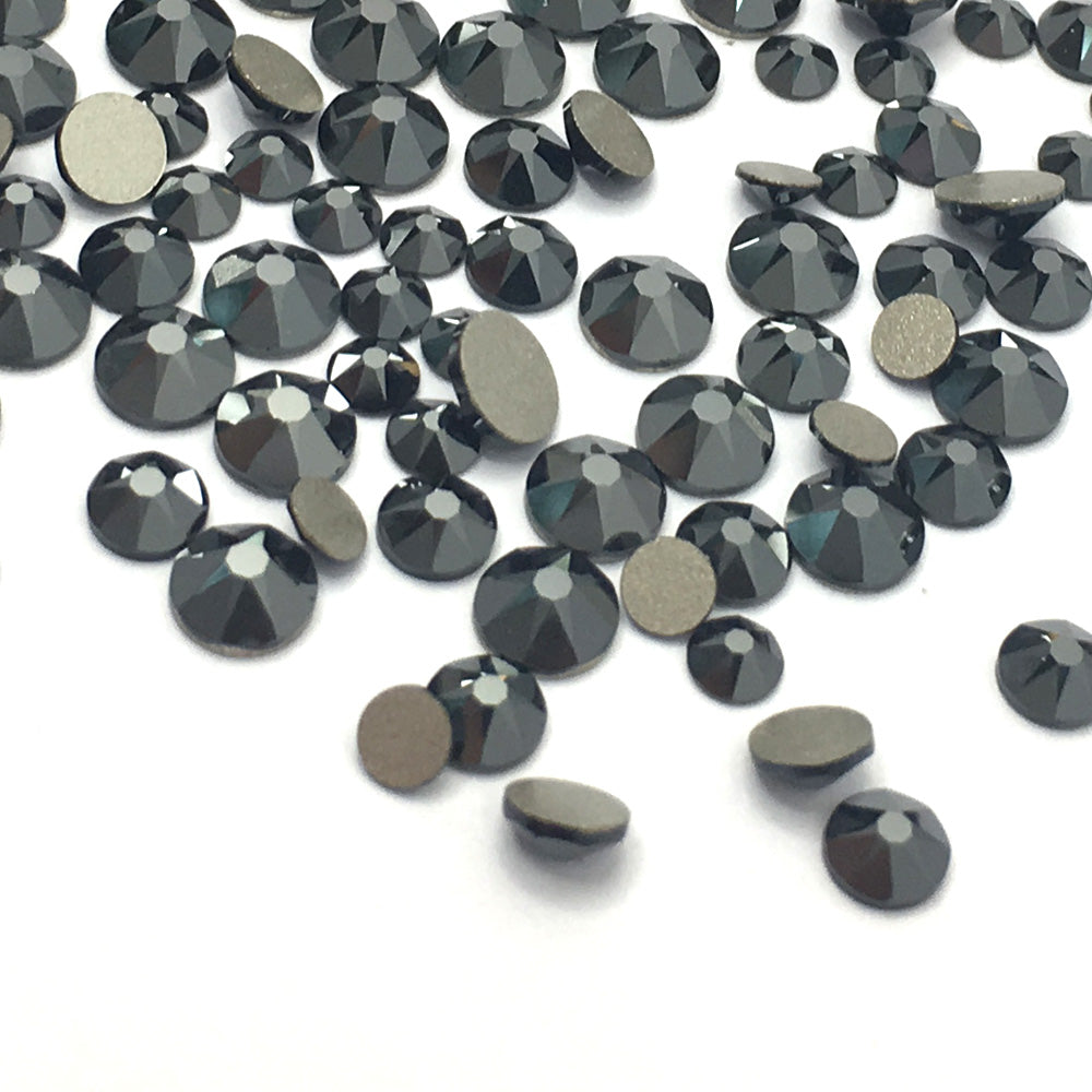 2058 &amp; 2088 Swarovski Flatback No Hotfix Mix Sizes, Jet Hematite (280 HEM)