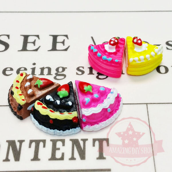 Assorted Mix Resin Flatback Cabochon, Cake Slice