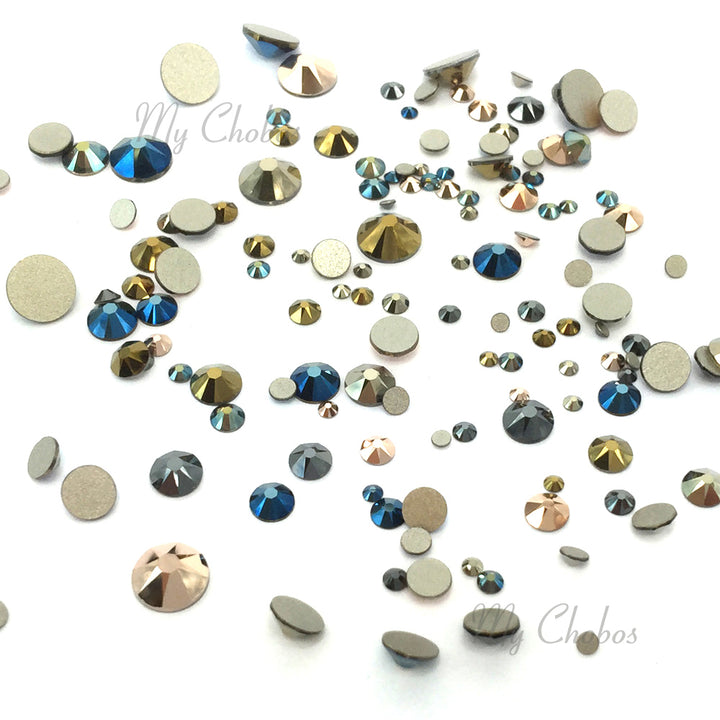 2058 &amp; 2088 Swarovski Flatback No Hotfix Mix Sizes, Metallic Mix