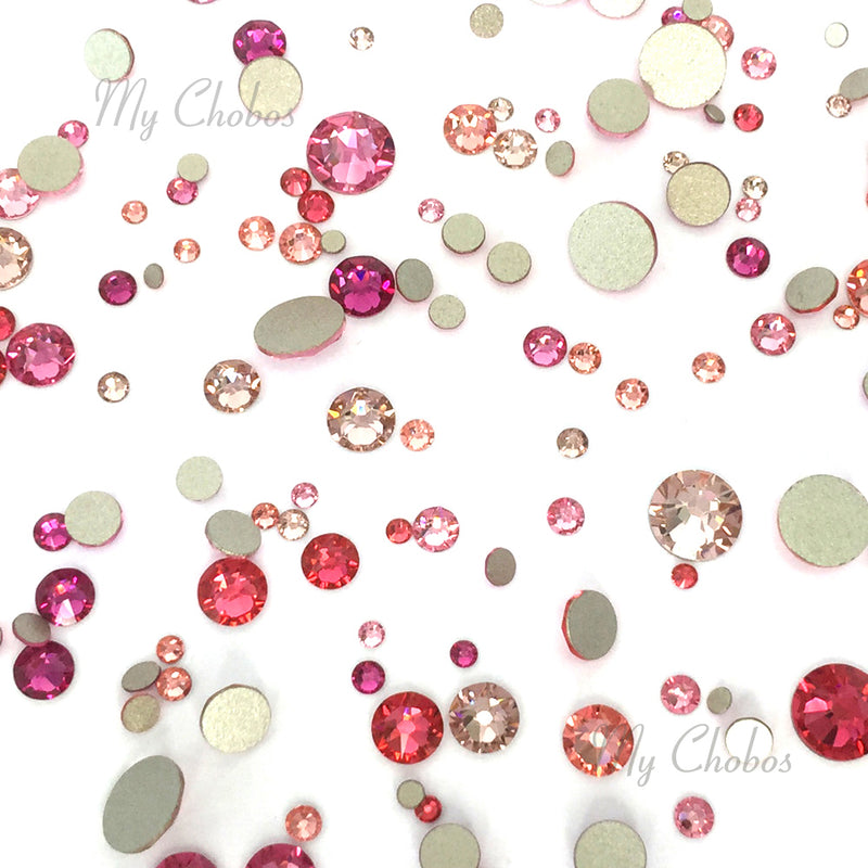 2058 & 2088 Swarovski Flatback No Hotfix Mix Sizes, Pink Mix