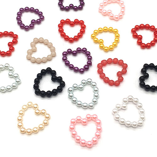 Assorted Hearts (11mm) Pearlized Flatback, Mix Colors