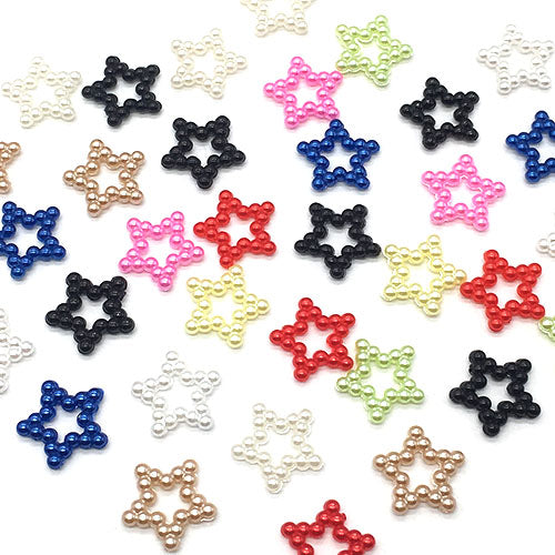 Assorted Stars (12mm) Pearlized Flatback, Mix Colors