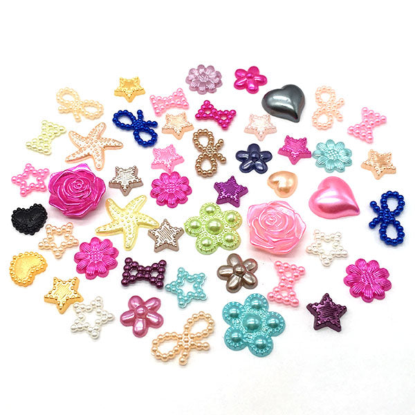Assorted Mix Shapes (10mm to 18mm) Pearlized Flatback, Mix Colors
