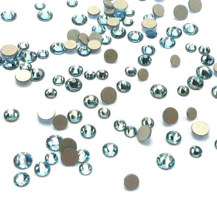 2058 &amp; 2088 Swarovski Flatback No Hotfix Mix Sizes, Aquamarine (202)