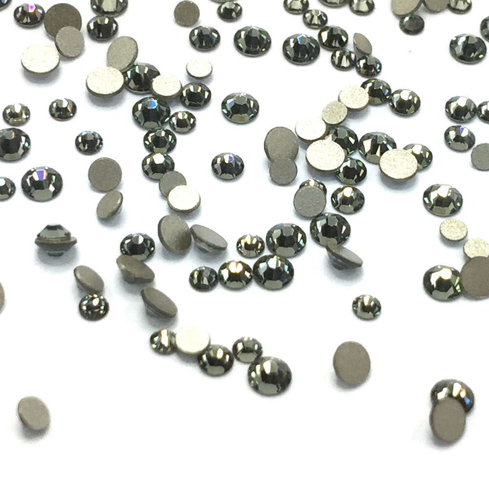 2058 &amp; 2088 Swarovski Flatback No Hotfix Mix Sizes, Black Diamond (215)