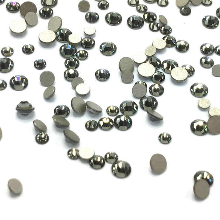 2058 &amp; 2088 Swarovski Flatback No Hotfix Mix Sizes, Black Diamond (215)