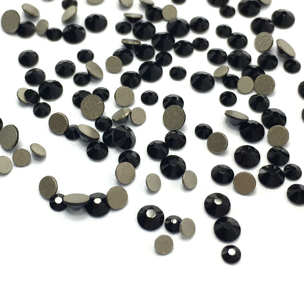2058 &amp; 2088 Swarovski Flatback No Hotfix Mix Sizes, Jet (280)
