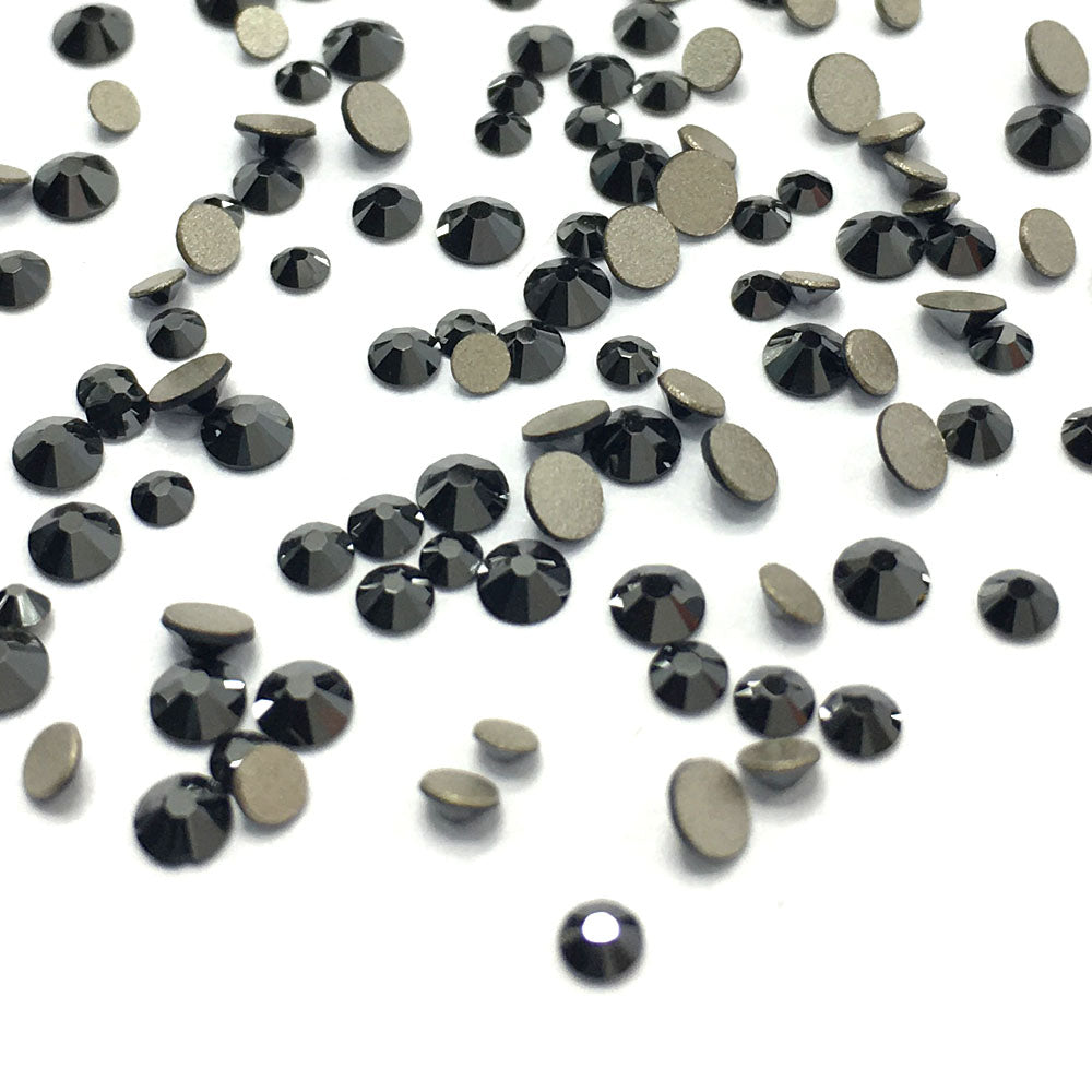 2058 &amp; 2088 Swarovski Flatback No Hotfix Mix Sizes, Jet Hematite (280 HEM)